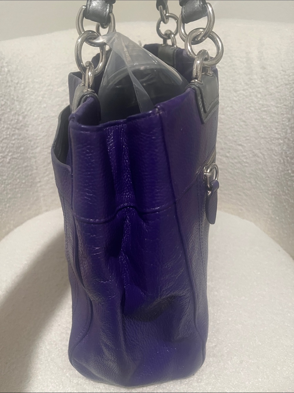 Coach Purple Leather Shoulder Bag with Turn-Lock Closure - Picture 4 of 6